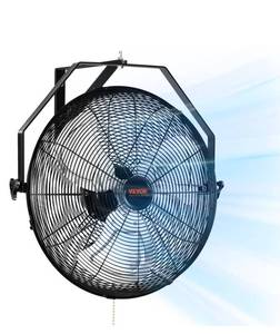 lot 19263 image: VEVOR Wall Mount Fan, 18 Inch, 3-speed High Velocity Max. 4150 CFM, Waterproof Industrial Wall Fan, Commercial or Residential for Warehouse, Greenhouse, Workshop, Patio, Black - Retail $64