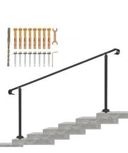 lot 19275 image: Vevor Wrought Iron Handrail Stair Railing Fit 4 To 6 Steps Adjustable Hand Rail - Retail $179