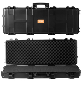 lot 19277 image: VEVOR Rifle Case, Rifle Hard Case with 3 Layers Fully-protective Foams, 42 inch lockable Hard Gun Case with Wheels, IP67 Waterproof & Crushproof, for Two Rifles or Shotguns, Airsoft Gun - Retail $90