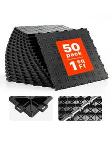 lot 19281 image: VEVOR Garage Tiles Interlocking, 12 x 12 x 0.53 inch 50 Pack Garage Floor Covering Tiles, Non-Slip Double-Sided Texture Garage Flooring Tiles, for Garages, Basements, Repair Shops, Black - Retail $90