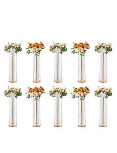 lot 19286 image: VEVOR 10PCS 35.43inchTall Crystal Wedding Flowers Stand, Luxurious Centerpieces Flower Vases Crystal Gold Vase Metal, Perfect for T-stage Wedding Party Ceremony Dinner Event Hotel Home Decor - Retail $0