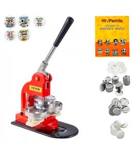 lot 19287 image: VEVOR Button Maker Machine, 75 mm (3 inch) Badge Punch Press Kit, Children DIY Gifts Pin Maker, Button Making Supplies with 500pcs Button Parts & Circle Cutter & Magic Book - Retail $116