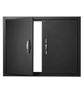 lot 19295 image: VEVOR BBQ Access Door, 31W x 24H Inch Double Outdoor Kitchen Door, Cold Plate Flush Mount Door, Wall Vertical Door with Handles, for BBQ Island, Grilling Station, Outside Cabinet(Stainless Steel  Oil-Sprayed Product) - Retail $76
