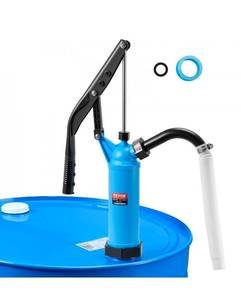 lot 19299 image: VEVOR Drum Pump, 9.5 oz. Per Stroke, Lever-Action Barrel Pump, Fits 5-55 Gallon Drums with 3-Section Suction Tube Assembly & Hose, Hand Operated, Designed to Transfer Water, Alcohol, Corrosive Liquids - Retail $0