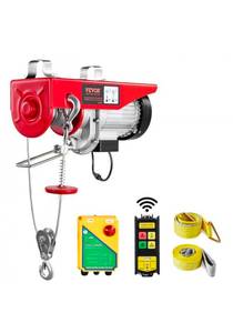 lot 19303 image: VEVOR Electric Hoist, 1320 lbs Lifting Capacity, 1150W 110V Electric Steel Wire Winch with Wireless Remote Control, 40ft Single Cable Lifting Height & High-quality Motor, for Garage Warehouse Factory - Retail $114