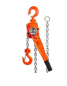 lot 19308 image: VEVOR Manual Lever Chain Hoist, 1-12 Ton 3300 lbs Capacity 20 FT Come Along, G80 Galvanized Carbon Steel with Weston Double-Pawl Brake,Auto Chain Leading & 360° Rotation Hook, for Garage Factory Dock - Retail $119