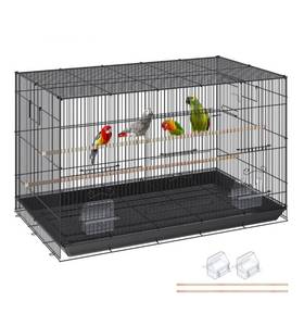 lot 19311 image: VEVOR 30 inch Bird Cage, Metal Large Parakeet Cages for Cockatiels Small Parrot Budgies Lovebirds Canaries, Pet Bird Cage with Rolling Stand and Tray - Retail $0