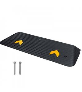 lot 19312 image: VEVOR Rubber Threshold Ramp, 2 Rise Threshold Ramp Doorway, Recycled Rubber Power Threshold Ramp Rated 33069 lbs Load Capacity, Non-Slip Surface Rubber Solid Threshold Ramp for Wheelchair and Scooter - Retail $0