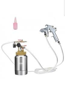 lot 19325 image: VEVOR 2L0.5gal Spray Paint Pressure Pot Tank, Lightweight Air Paint Pressure Pot, 1.8mm Nozzle Spray Paint Gun 3m Hoses for Home Decoration Architecture Construction Automotive Painting, 45PSI Max - Retail $61
