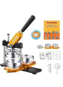 lot 19329 image: VEVOR Button Maker Machine, 75 mm (3 inch) Badge Punch Press Kit, Children DIY Gifts Pin Maker, Button Making Supplies with 500pcs Button Parts & Circle Cutter & Magic Book - Retail $108