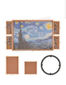lot 19353 image: VEVOR 1000 Piece Puzzle Board with 6 Drawers and Cover, 29x21.6 Rotating Wooden Jigsaw Puzzle Plateau, Portable Puzzle Accessories for Adults, Puzzle Organizer & Puzzle Storage System, Gift for Mom - Retail $62