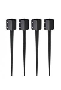 lot 19359 image: VEVOR Fence Post Anchor Ground Spike, 4 Pack 36 x 4 x 4 Inches Outer Diameter (Inner Diameter 3.5 x3.5 Inches), Metal Black Powder Coated Post Stake Ground, for Mailbox Deck Garden Railing - Retail $55