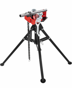 lot 19369 image: VEVOR Tripod Pipe Chain Vise, 18-5 Pipe Capacity, 36.4 Length Chain Vise Stand with Portable Folding Steel Legs, for Grabbing, Supporting and Bending Pipes in Factory, Workshop and Home - Retail $119