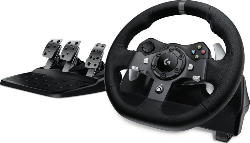 lot 58994 image: Logitech G920 Racing Wheel and Pedals for Xbox XSXbox OnePC. SCUFFS HERE AND THERE. - Retail $200