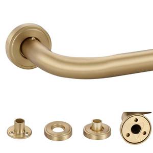 lot 46972 image: Warm Gold Wrap Around Curtain Rod, 1 Inch Diameter, 28 to 56 Inch, Adjustable Blackout Curtain Rod with Zinc Alloy Double-deck Finials and Aluminum Center Brackets - Retail $29