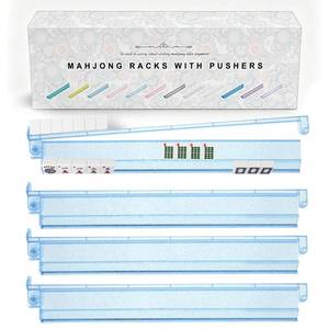 lot 46973 image: Premium Clear Mahjong Racks with Pushers, 4-Pack Non-Slip Acrylic Racks - Retail $26