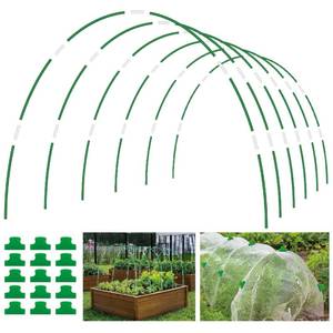 lot 46974 image: 60PCS Garden Hoops for Raised Beds, 8FT Rust-Free Fiberglass Greenhouse Hoops, DIY Frame Stake to Create Grow Tunnels, Plant Support Row Covers & Garden Netting, 40Pcs Clips - Retail $17