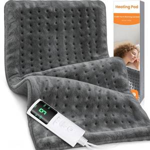 lot 46976 image: Heating Pad for Back Pain, 17x33 Electric Heat Pad with 9 Heat Levels & 4 Auto-Off Timers, Portable Heating Pad for Period Cramps, Shoulder, Neck, Machine Washable, Gifts for Women Men, Grey - Retail $26