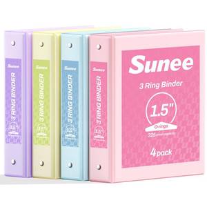 lot 46979 image: 1.5 Inch Binders 3 Ring 4 Pack, Clear View 1 12 Inch Binders Three Ring PVC-Free (Fit 8.5x11 Inches) for School or Office Supplies, Assorted Pastel - Retail $20