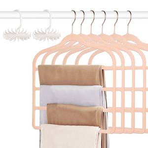 lot 46980 image: Pink Pants Hanger Space Saving, 4pc Non Slip Velvet Clothes Hanger, Clothing Hangers, Multiple Trouser Hangers Closet Storage Organizer for Jeans Scarf Towels Tie Towel - Retail $13