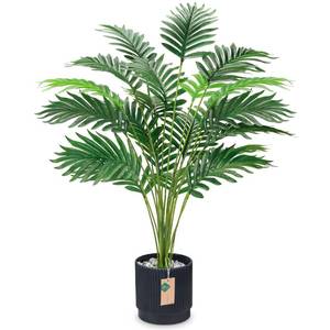 lot 46981 image: Der Rose 28 Fake Palm Tree in Sleek Black Pot for Modern Home Decor - Retail $22