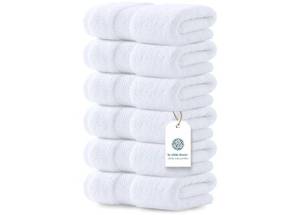lot 46983 image: Luxury White Hand Towels - Soft 100% Turkish Cotton  Highly Absorbent Hotel spa Bathroom Towel Collection  16x30 Inch  Set of 6 - Retail $24