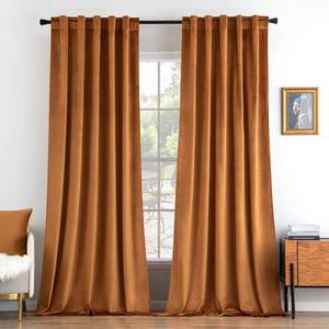 lot 47009 image: Velvet Curtains 52x90 inches 2 Panels Gold Brown Blackout Curtains - Retail $51