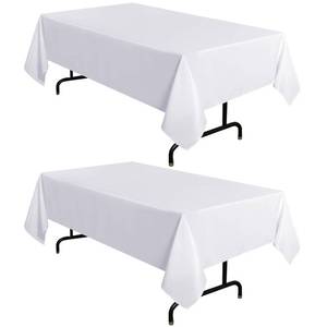 lot 47010 image: 2 Pack White Table Cloth 60x120 Inch for 8 Feet Rectangle Tables - Retail $23