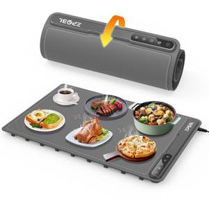 lot 47018 image: Warming Mat for Food -Electric Food Warming Tray (24x16), Rapid Full-Surface Heating, Portable & Rollable Versatile Food Warmer for Countertop, Perfect for Gatherings, Parties &Everyday Use(GRAY) - Retail $30