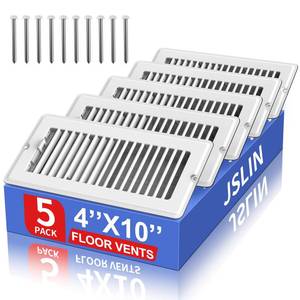 lot 47030 image: 4x10 Floor Register, 5-Pack Vent Covers for Home Floor, Wall or Ceiling - Retail $30