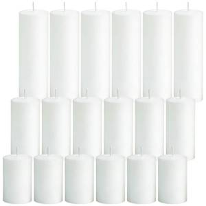lot 47048 image: 18PCS White Pillar Candles Bulk, Unscented Paraffin Wax Candles - Retail $38