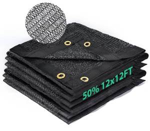 lot 47053 image: 50% Shade Cloth 12x12 ft, Breathable HDPE Mesh Sun Shade Tarp for Garden & Greenhouse, UV Resistant Outdoor Shade Fabric with Copper Grommets for Plants, Patio, Yard - Retail $26