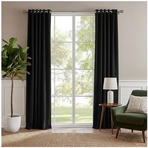 lot 47059 image: Black Velvet Blackout Curtains 90 inches Long for Bedroom Winds & Nosie Dampening Drapes, Energy Saving, Soft Fabric, Vintage Home Decoration for Living Room, W52 x L90, 2 Panels Set - Retail $51