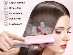 lot 47061 image: 1.5 Inch Wide Steam Hair Straightener Iron, Reduce Damage, Frizz, Static - Retail $30
