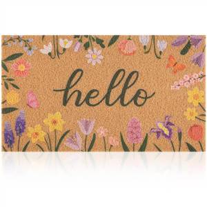 lot 47062 image: Colorful Wildflowers Welcome Mat for Front Door Cute Floral Doormat Outdoor - Retail $20