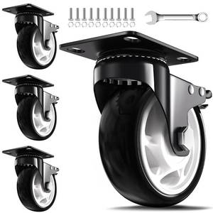 lot 47064 image: QNCZ 5 Inch Heavy Duty Caster Wheel with Dual Brake,Silent, Black,Set of 4 - Retail $30