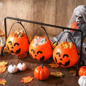 lot 47084 image: Halloween Pumpkin Candy Buckets Trick or Treat Pumpkin Pail - Retail $24