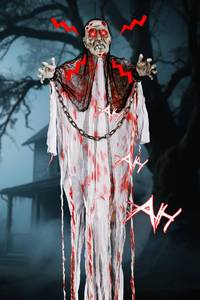 lot 47086 image: 5.57FT Halloween Animatronics Reaper Hanging Skeleton Ghost - Retail $5