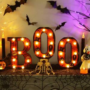 lot 47087 image: Halloween Decorations Indoor Boo Sign Mantel Decor, 8.5 in - Retail $19