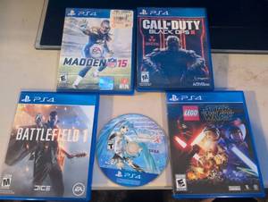 lot 97 image: 4 PS4 Games Madden NFL 15,  Battlefield 1, Hatsune Miku Project DIVA X, LEGO Star Wars Force Awakens. Read description