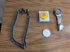 lot 152 image: Fashion Jewelry & Watches Lot - Bracelet, Watch, Checkpoint Badge