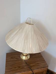 lot 186 image: Table Lamp with Pleated Shade Brass Base Cream