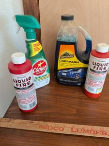 lot 244 image: Lot of 4 Cleaning Supplies Comet Clorox ArmorAll Liquid Fire
