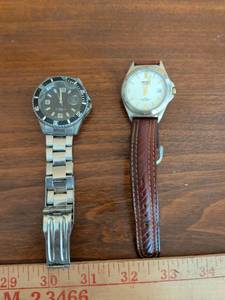 lot 250 image: Lot of 2 Watches Rotary Quartz Diver Style Stainless Steel Metal Band Leather