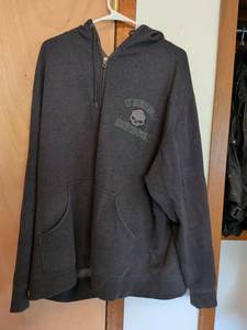 lot 274 image: Harley-Davidson Skull Graphic Hoodie Full Zip Size 3XL