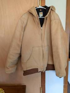 lot 277 image: Carhartt Hooded Work Jacket Tan Brown Lined