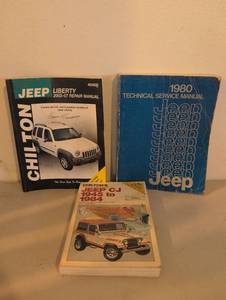 lot 293 image: Lot of 3 Jeep Service and Repair Manuals Chilton CJ 1945-1984, 1980 Technical Manual, Chilton Liberty 2002-07
