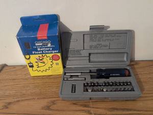 lot 317 image: Chicago Electric 12 Volt Automatic Battery Float Charger with B-Square Screwdriver Set
