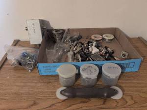 lot 342 image: Mixed Electronics Hardware Lot EXT J Box Solder Spools Connectors Small Parts