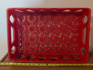 lot 343 image: Red Plastic Beverage Crate 24 Bottle Carrier